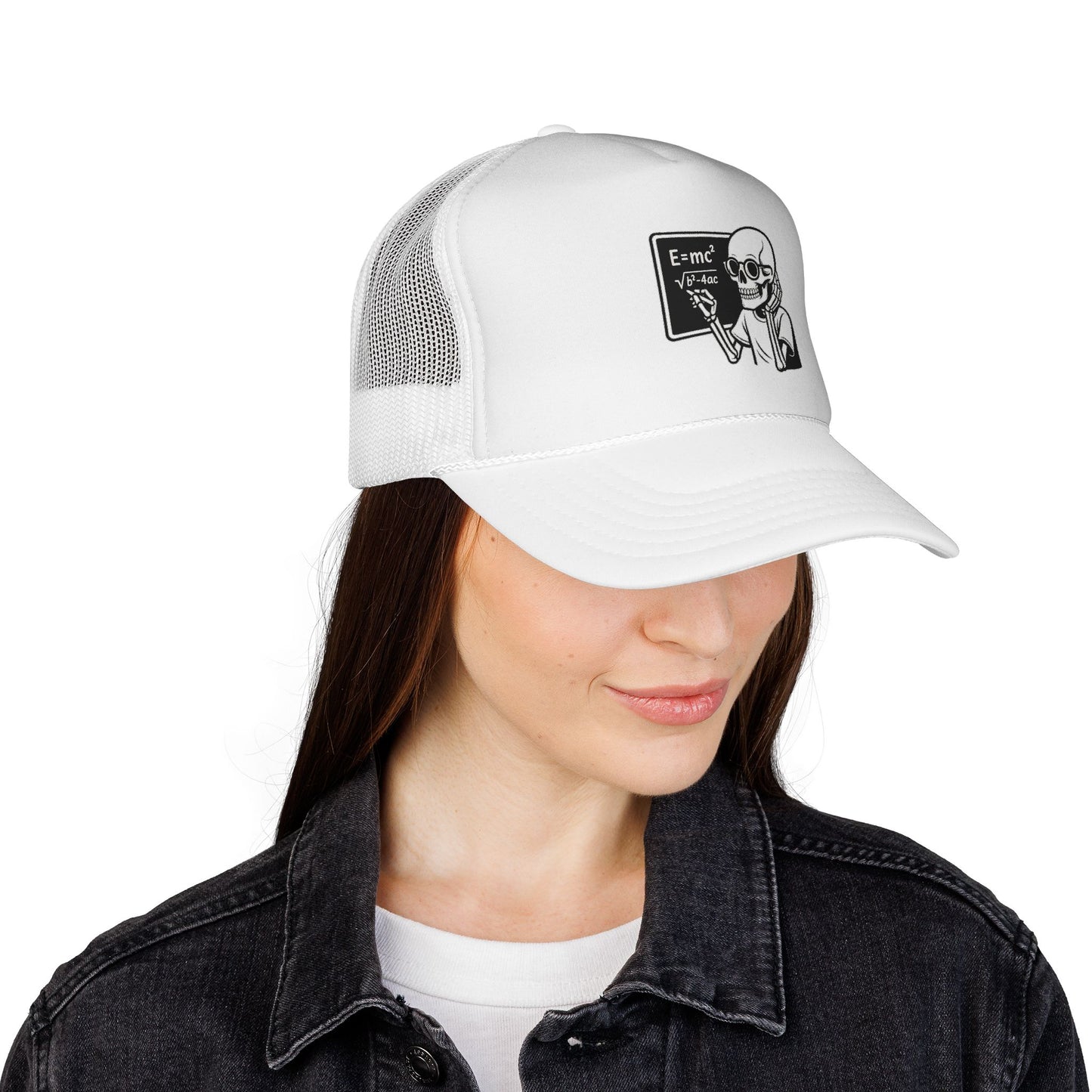 Skeletal E=mc Trucker Hat