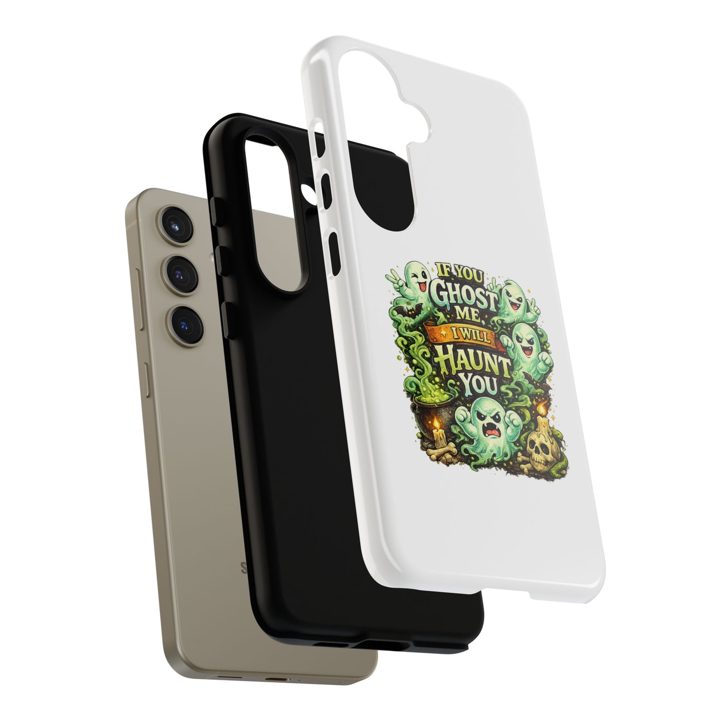 Spooky Ghost Phone Case — “If You Ghost Me I Will Haunt You” Protective iPhone Cover