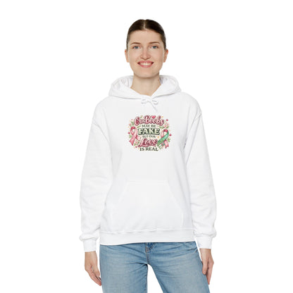 'Our Boobs May Be Fake But Our Love Is Real' Breast Cancer Awareness - Hoodie