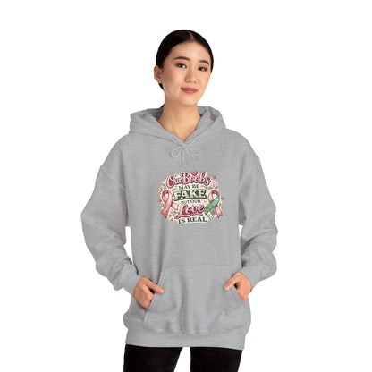 'Our Boobs May Be Fake But Our Love Is Real' Breast Cancer Awareness - Hoodie