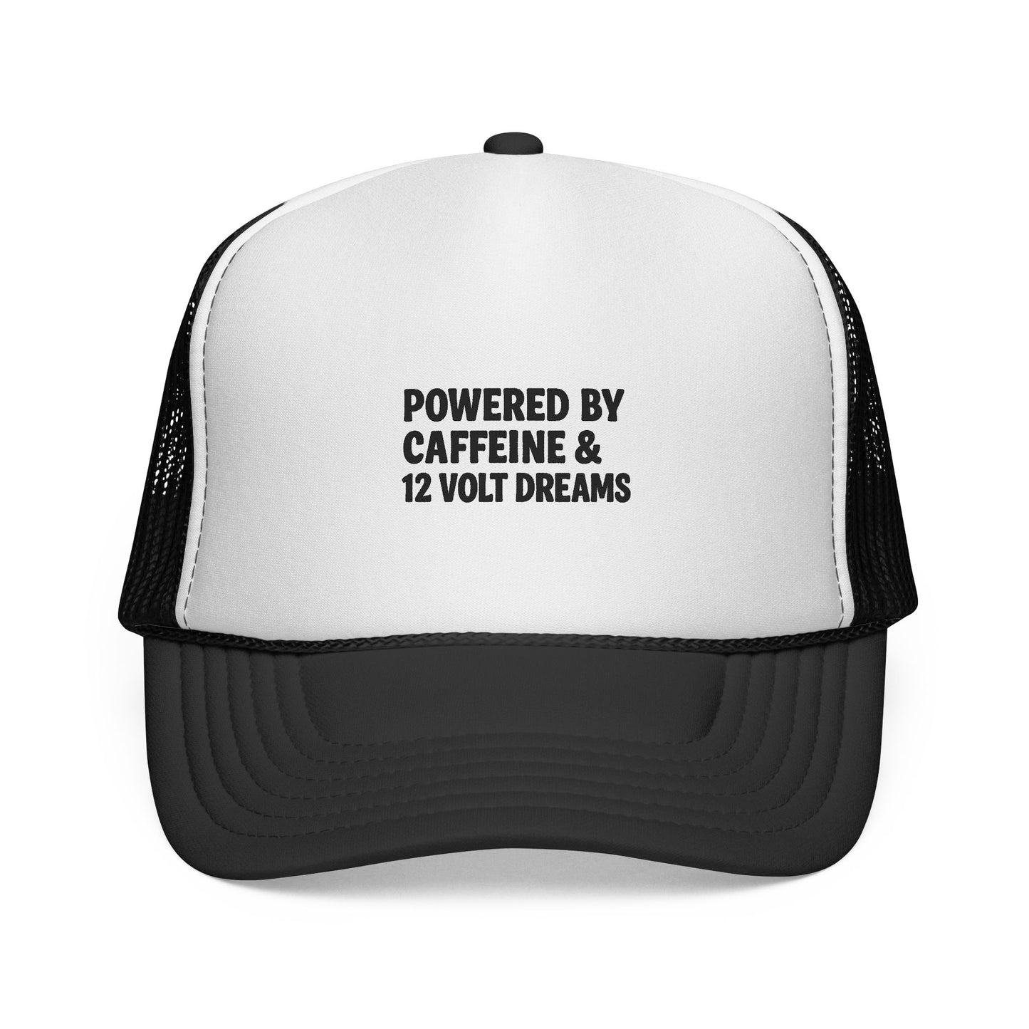 Powered by Caffeine & 12 Volt Dreams Trucker Hat