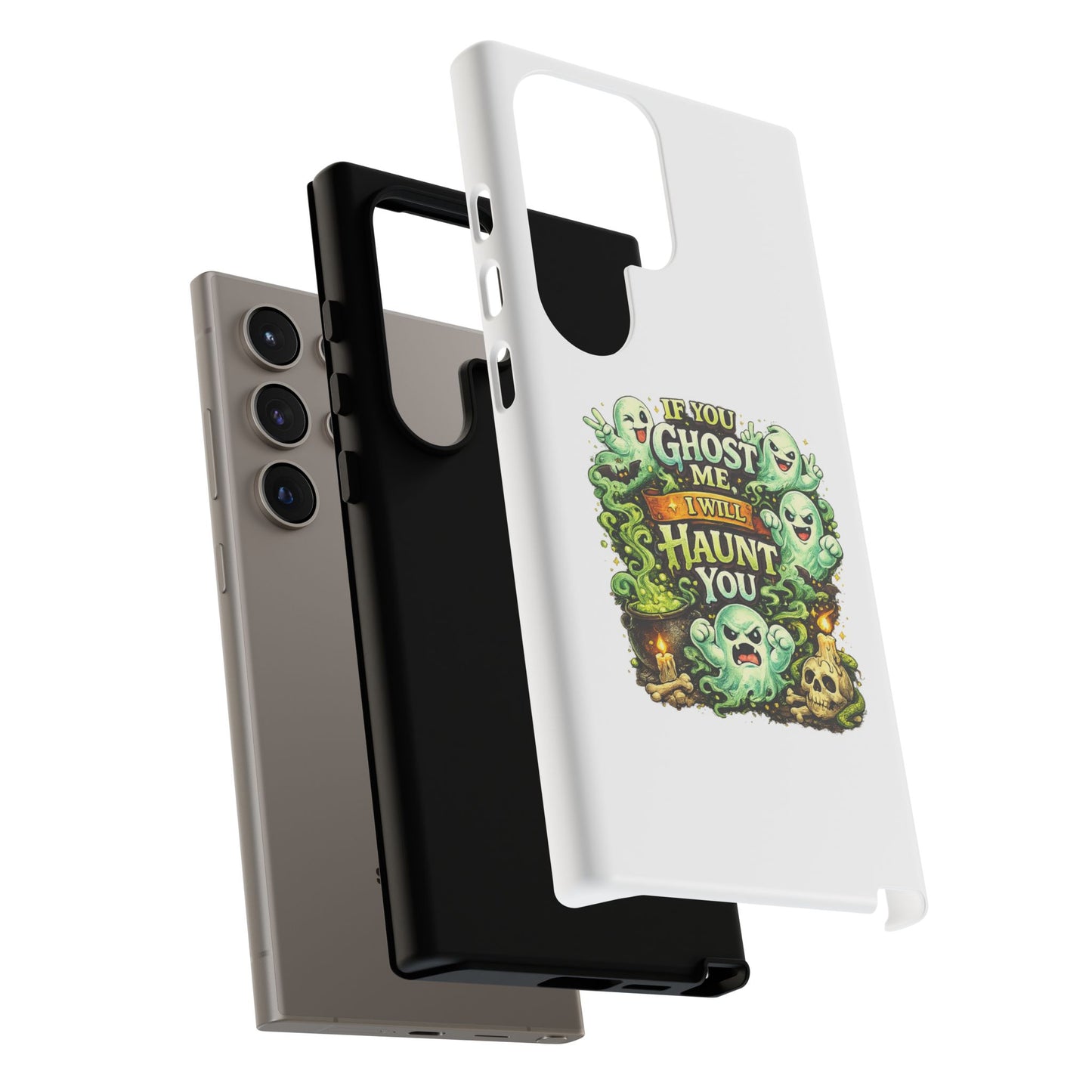 Spooky Ghost Phone Case — “If You Ghost Me I Will Haunt You” Protective iPhone Cover