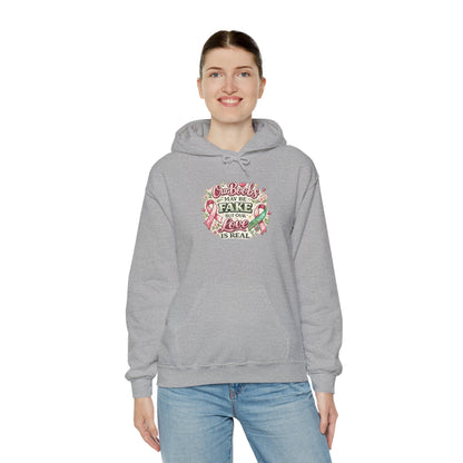 'Our Boobs May Be Fake But Our Love Is Real' Breast Cancer Awareness - Hoodie