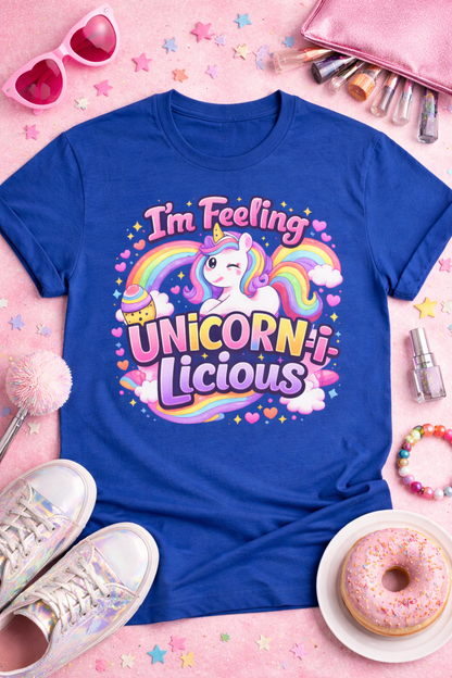 I'm Feeling Unicorn-licious T-Shirt — Cute Rainbow Unicorn Graphic Tee
