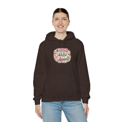 'Our Boobs May Be Fake But Our Love Is Real' Breast Cancer Awareness - Hoodie
