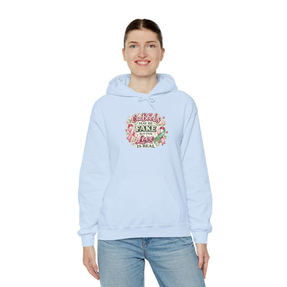 'Our Boobs May Be Fake But Our Love Is Real' Breast Cancer Awareness - Hoodie