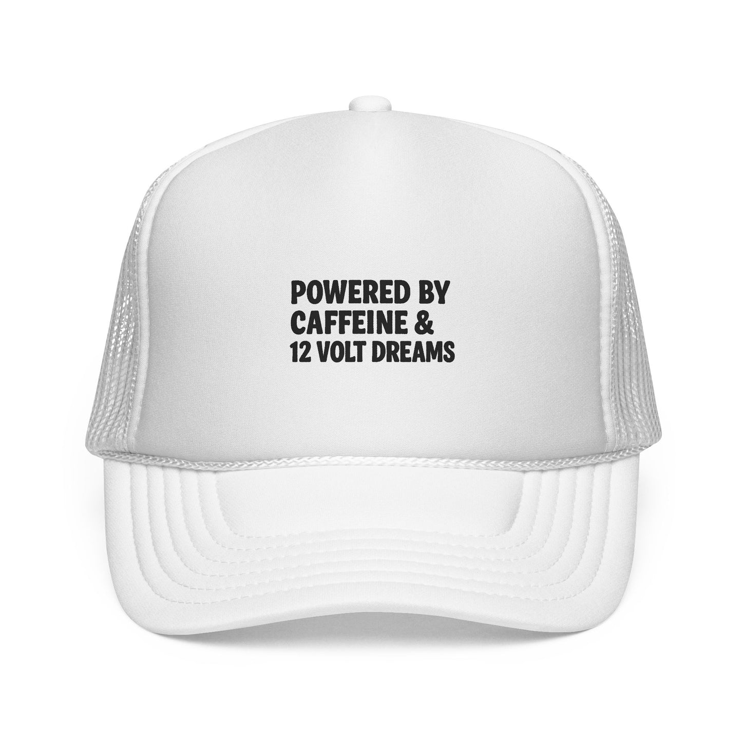 Powered by Caffeine & 12 Volt Dreams Trucker Hat