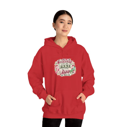 'Our Boobs May Be Fake But Our Love Is Real' Breast Cancer Awareness - Hoodie