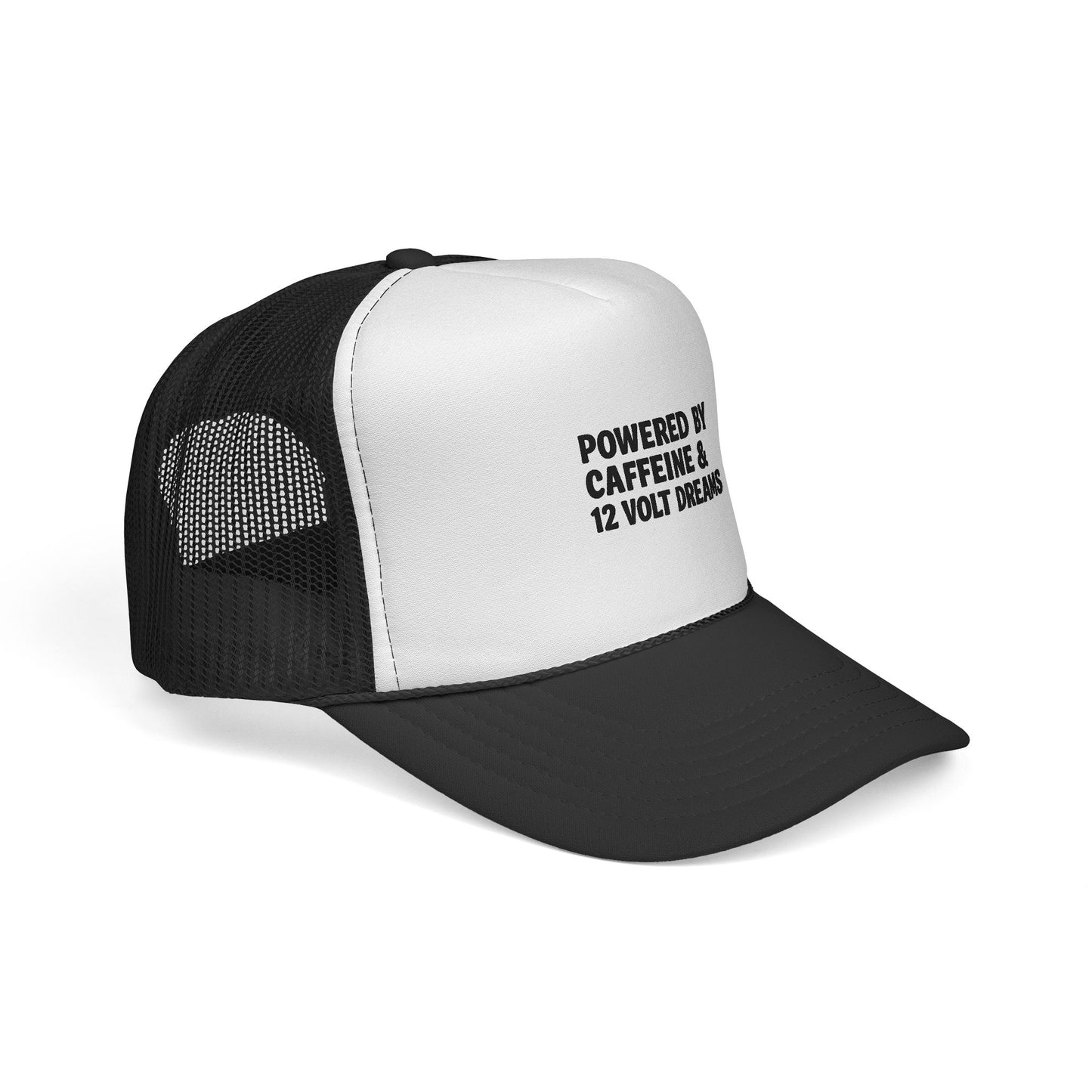Powered by Caffeine & 12 Volt Dreams Trucker Hat