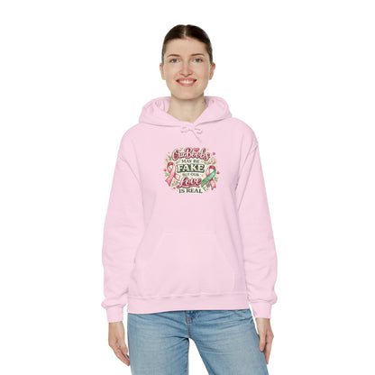 'Our Boobs May Be Fake But Our Love Is Real' Breast Cancer Awareness - Hoodie