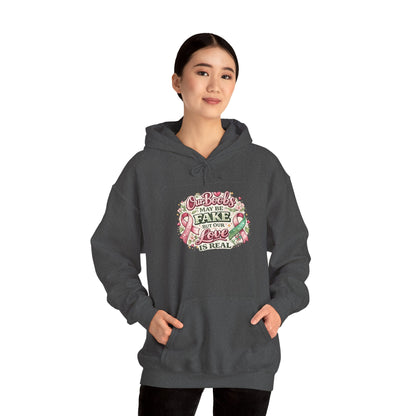 'Our Boobs May Be Fake But Our Love Is Real' Breast Cancer Awareness - Hoodie
